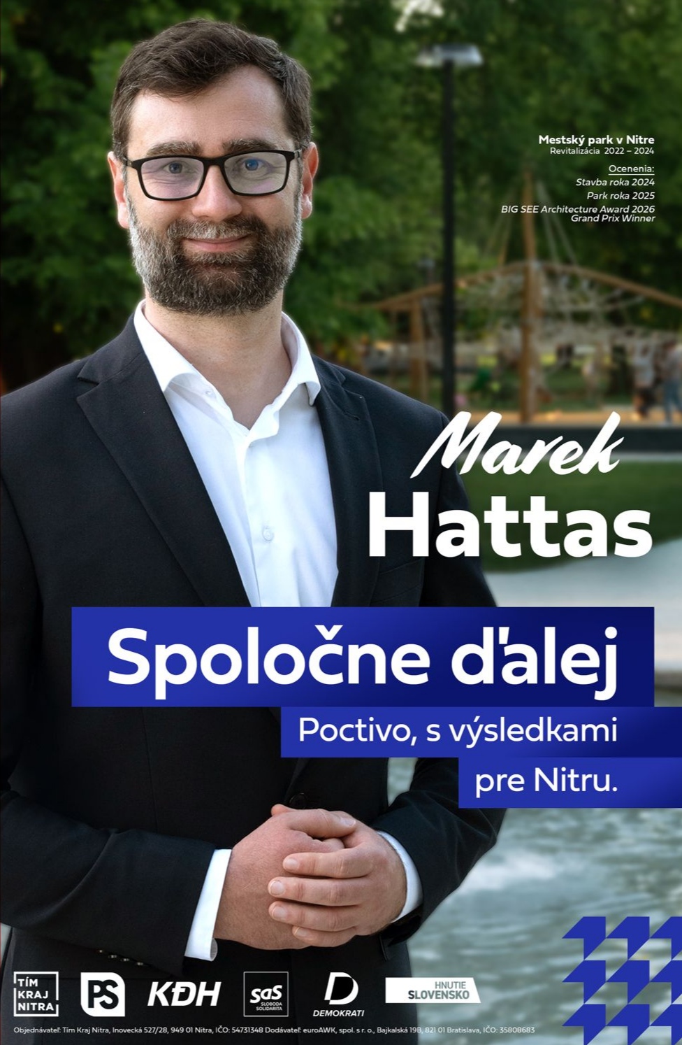Volebný vizuál Mareka Hattasa s claimom Spoločne ďalej